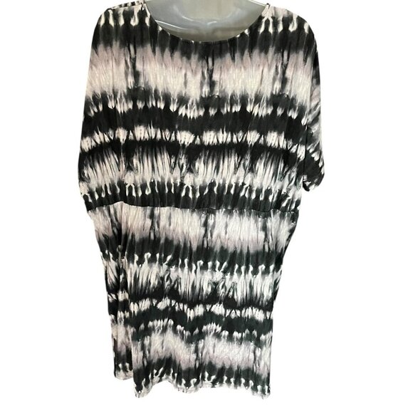 Joe Boxer Womens Tie Dye Camisole Blouse Size 1X/2X Black & Gray V-Neck Tassels - Picture 2 of 16